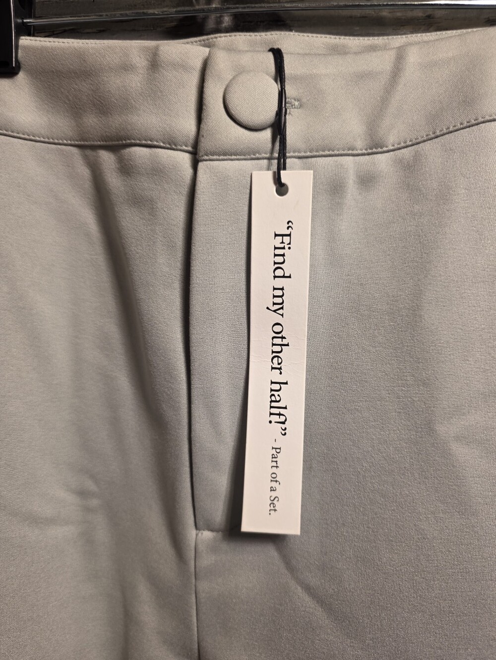 AKIRA Pale Gray Cropped Double-Breasted Blazer With Pants - Picture 6 of 8